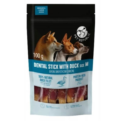 Pet Republic, Gryzak dentystyczny z kaczką, M, 100 g