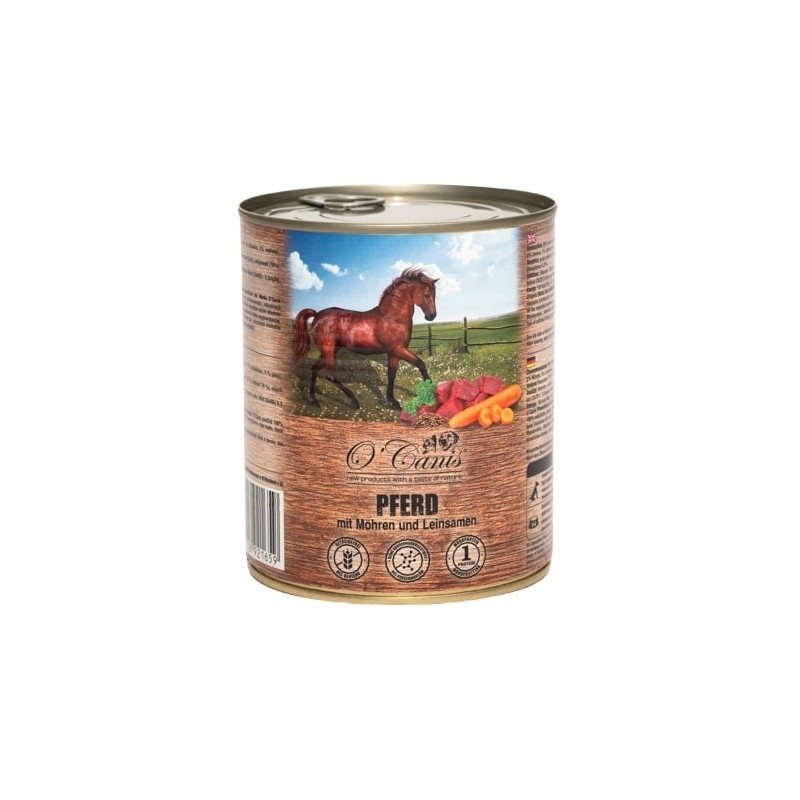 O'canis, konina z warzywami i siemieniem lnianym, 800g mokra karma dla psa