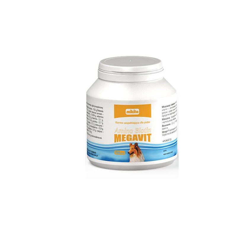 Mikita, Amino Biotin, Megavit, zdrowa skóra i sierść, 150 tabletek