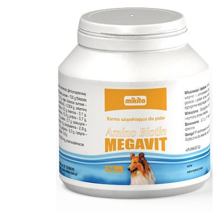 Mikita, Amino Biotin, Megavit, zdrowa skóra i sierść, 150 tabletek