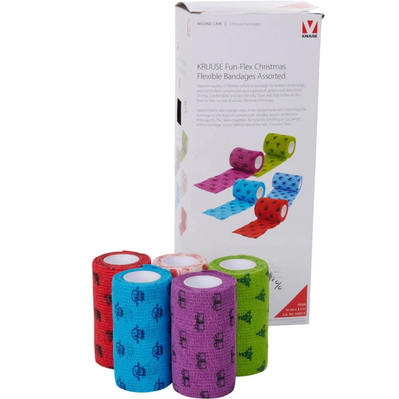 Kruuse, bandaż samoprzylepny, 10cm x 4,5m, fun-flex christmas