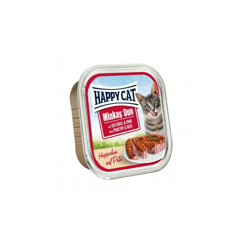 Happy Cat, Minkas duo, deserówka pasztet, kurczak i wołowina, 100g