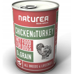 Naturea kurczak z indykiem, dla psów i szczeniąt, 400 g