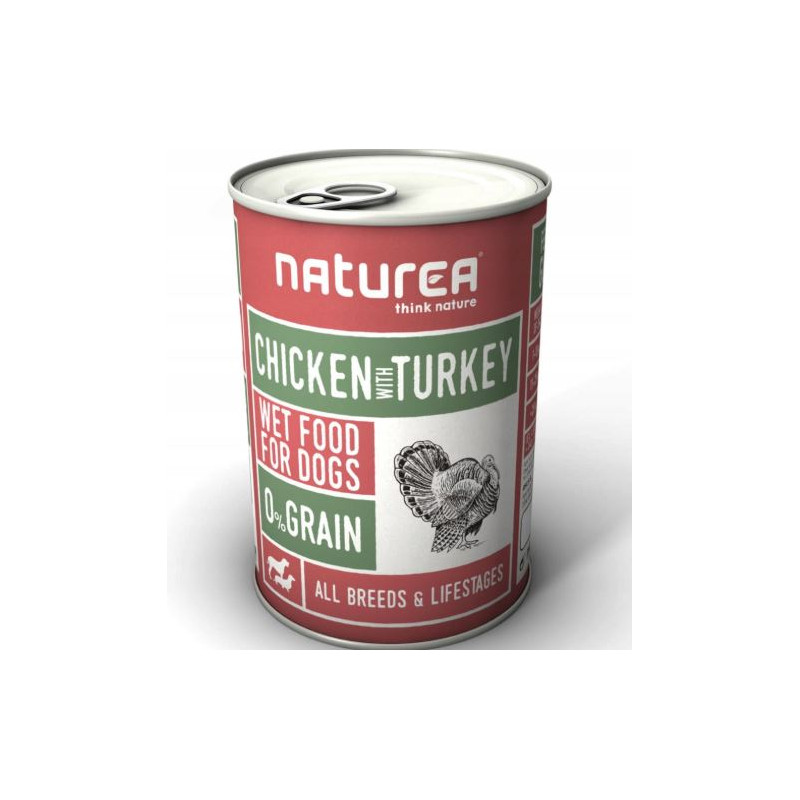 Naturea kurczak z indykiem, dla psów i szczeniąt, 400 g