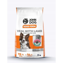 John Dog, Good Form, Średnie i duże rasy, Cielęcina z jagnięciną, 3 kg