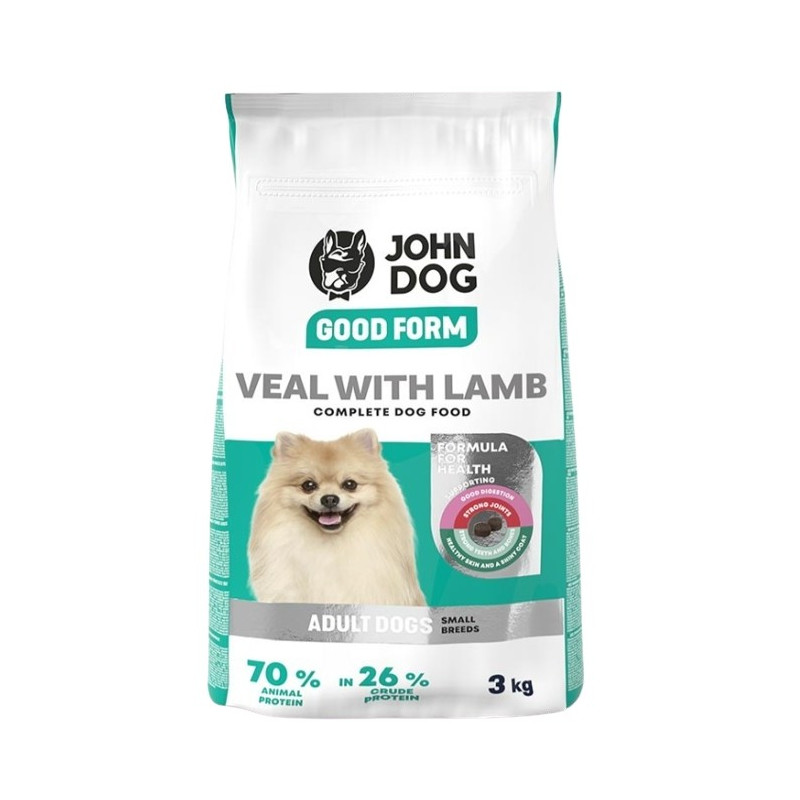 John Dog, Good Form, Małe rasy, Cielęcina z jagnięciną , 3 kg