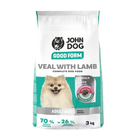 John Dog, Good Form, Małe rasy, Cielęcina z jagnięciną , 3 kg