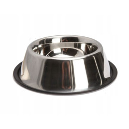 Miska metalowa, dla psów ras krótkopyskich, stal nierdzewna / guma, 0,7 l / 27 cm,