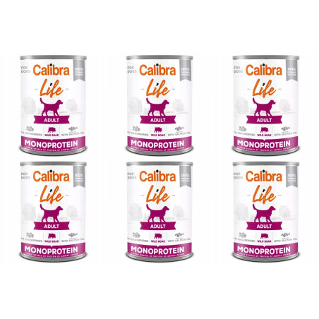 Calibra life, monobiałkowa, dzik z żurawiną, pies, 6 x 400 g