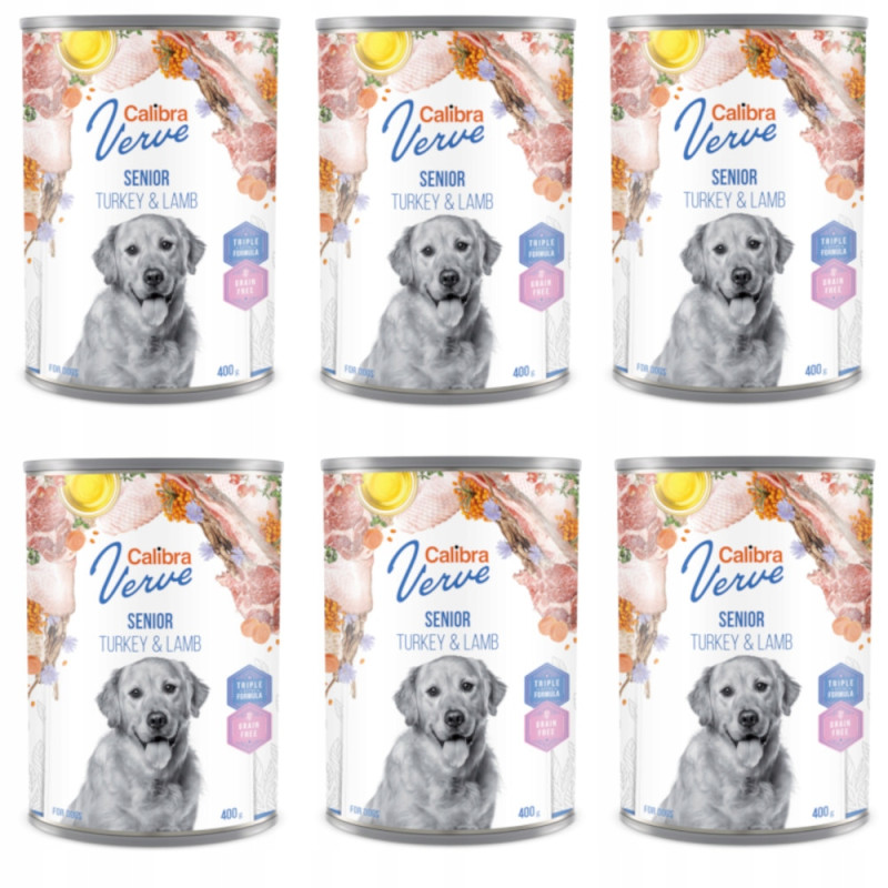 Calibra Verve, indyk i jagnięcina, pies senior, 6 x 400 g