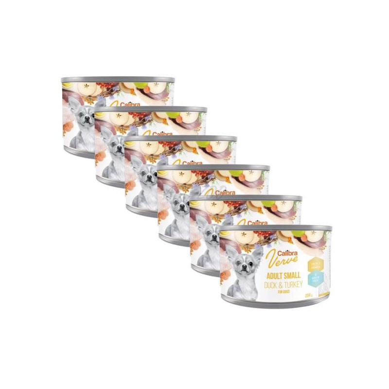 Calibra Verve, małe rasy, kaczka z indykiem, 6 x 200 g