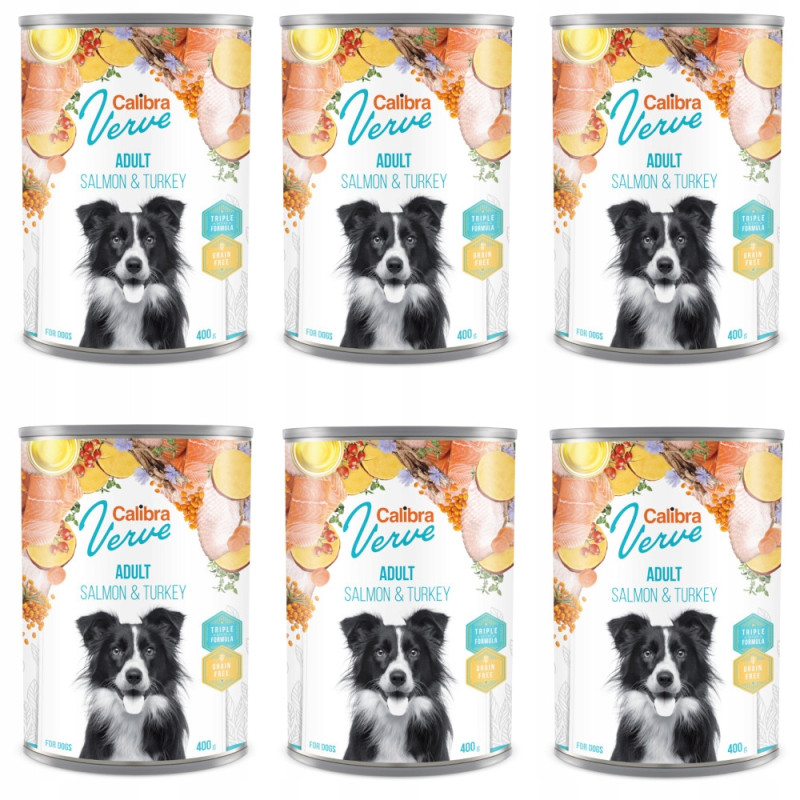 Calibra Dog Verve Adult, Turkey with Salmon, 6 x 400 g