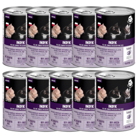 Pet Republic dla kotów JUNIOR kawałki z indykiem, 10 x 400 g