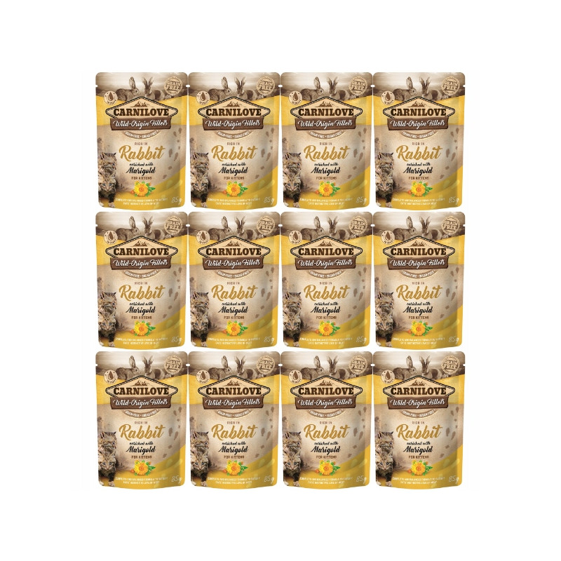 Carnilove Cat Kitten Rabbit & Marigold 12 x 85g