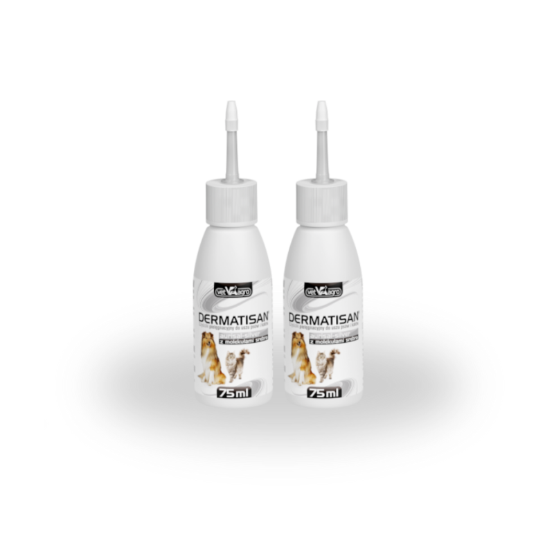 DERMATISAN, Aurisal Silver, do uszu dla psa lub kota, 2 x 75 ml ZESTAW