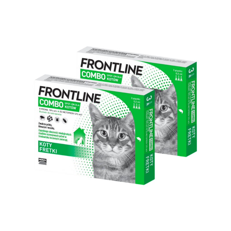 Zestaw 2 x Frontline Spot-on Combo, kot i fretka, 3 pipety