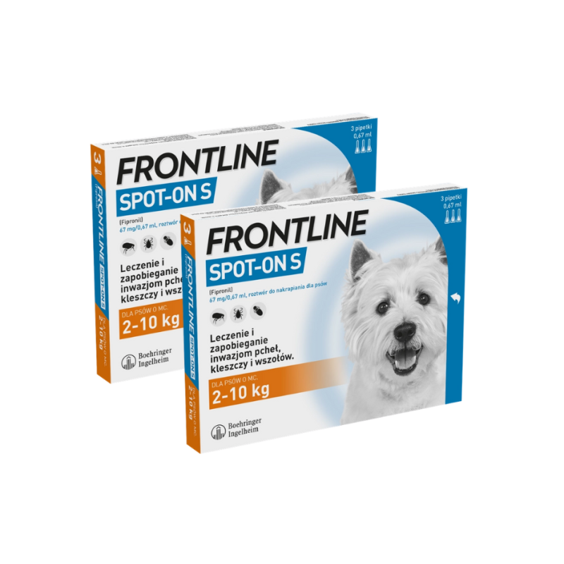 Zestaw 2 x Frontline Spot-on, pies S, 3 pipety x 0,67 ml