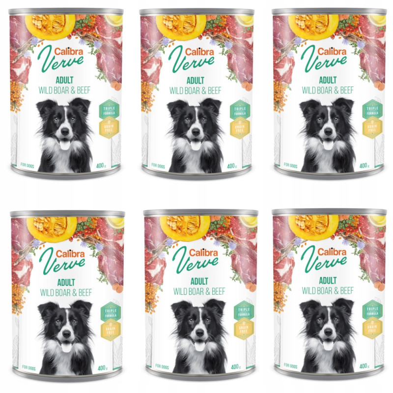 Calibra Dog Verve Adult, Wild Boar with Beef, 6 x 400 g