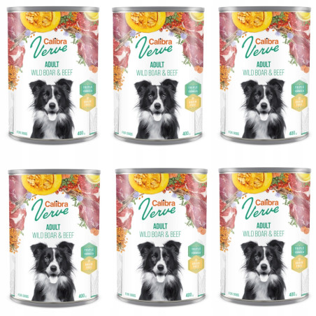 Calibra Dog Verve Adult, Wild Boar with Beef, 6 x 400 g