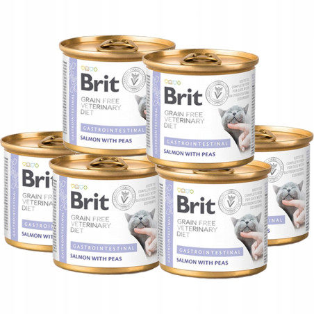 Brit VD Gastrointestinal, dla kota, łosoś i groszek, puszka, 6 x 200 g