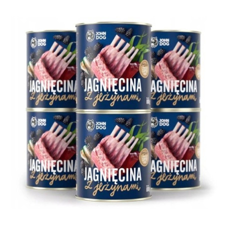 John Dog, Jagnięcina z jeżynami, pies, puszka, 800 g x 6