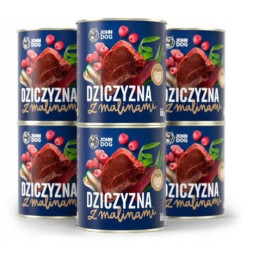 John Dog, Dziczyzna z malinami, pies, puszka, 800 g x 6