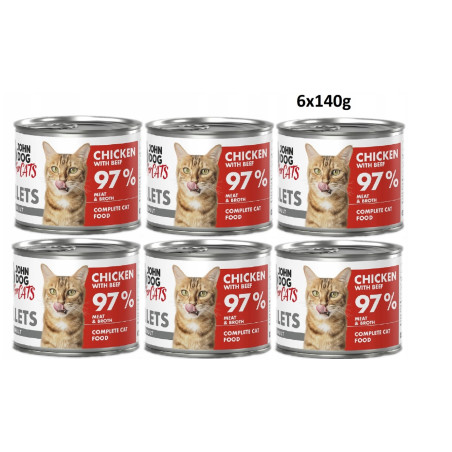 John Dog, Kurczak z wołowiną, kot, puszka 140 g  x  6