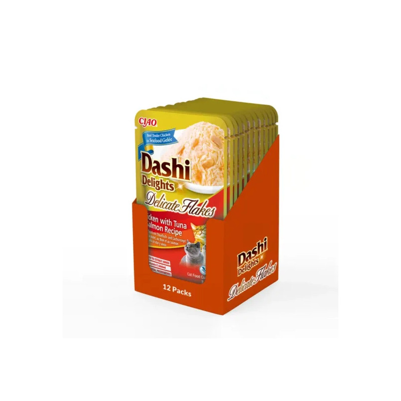 Inaba Cat Dashi Delights Flakes Chicken Tuna & Salmon 12 x 40g