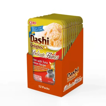 Inaba Cat Dashi Delights Flakes Chicken Tuna & Salmon 12 x 40g