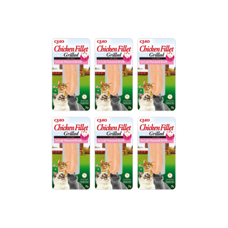 Inaba, Ciao, kot, grillowany filet z kurczaka w bulionie z krabów, 6 x 25 g
