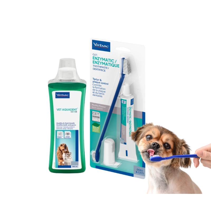 Zestaw do zębów VIRBAC pasta + szczoteczka + płyn 500 ml