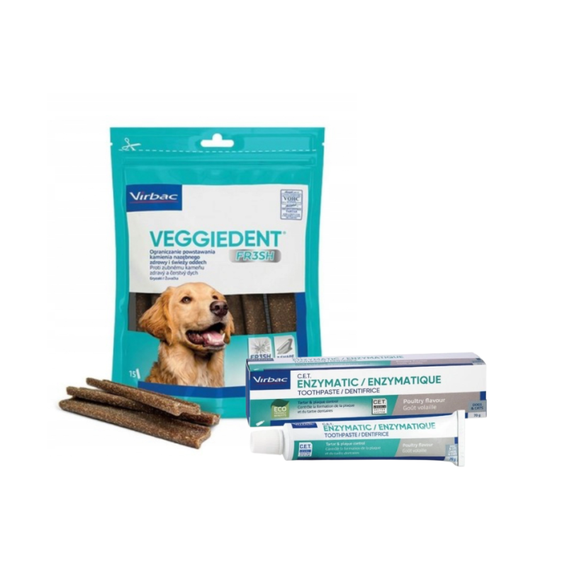 Virbac, Veggiedent Fresh, L (30-60 kg) + pasta enzymatyczna