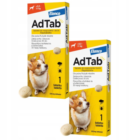 ZESTAW 2szt ADTAB 225 mg, tabletka dla psów 5.5-11 kg