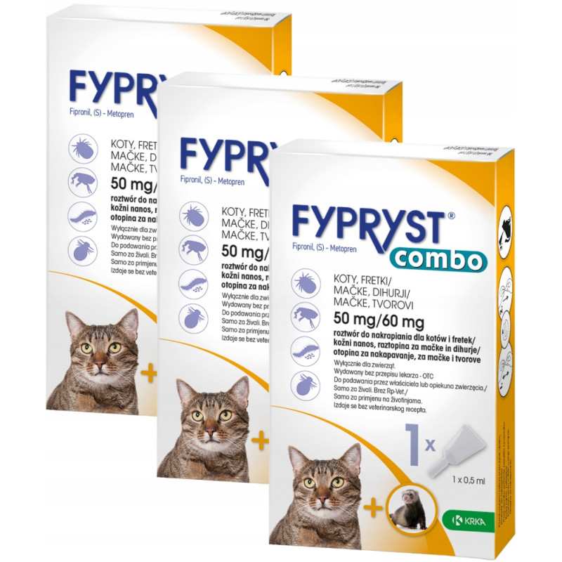 Krka Fypryst Combo dla kota, kropelki 3 x 1 pipeta