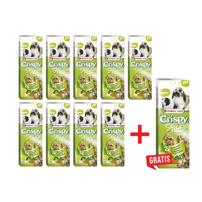 9+1 GRATIS! VERSELE LAGA Crispy Sticks, Kolba warzywna dla królika i świnki morskiej, 2 szt