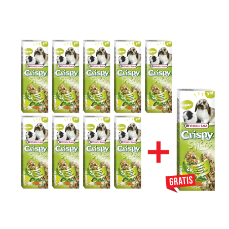 9+1 GRATIS! VERSELE LAGA Crispy Sticks, Kolba warzywna dla królika i świnki morskiej, 2 szt