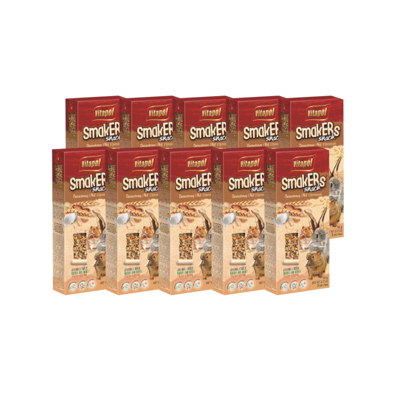 ZESTAW 10 x Vitapol, Smakers orzechowy dla gryzoni, 2 szt, 90 g