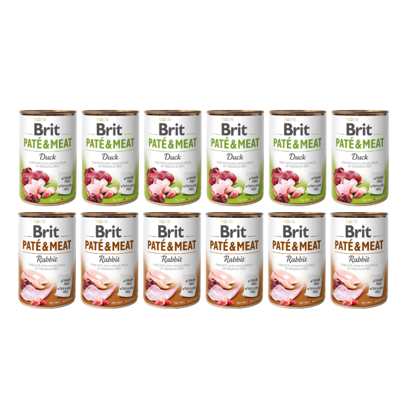 ZESTAW BRIT PATE&MEAT DUCK, RABBIT 12 x 400g