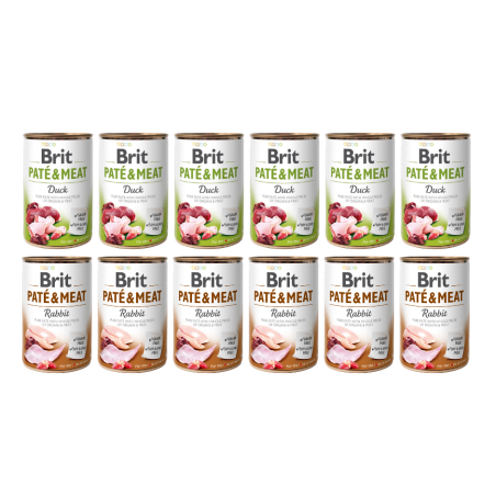ZESTAW BRIT PATE&MEAT DUCK, RABBIT 12 x 400g