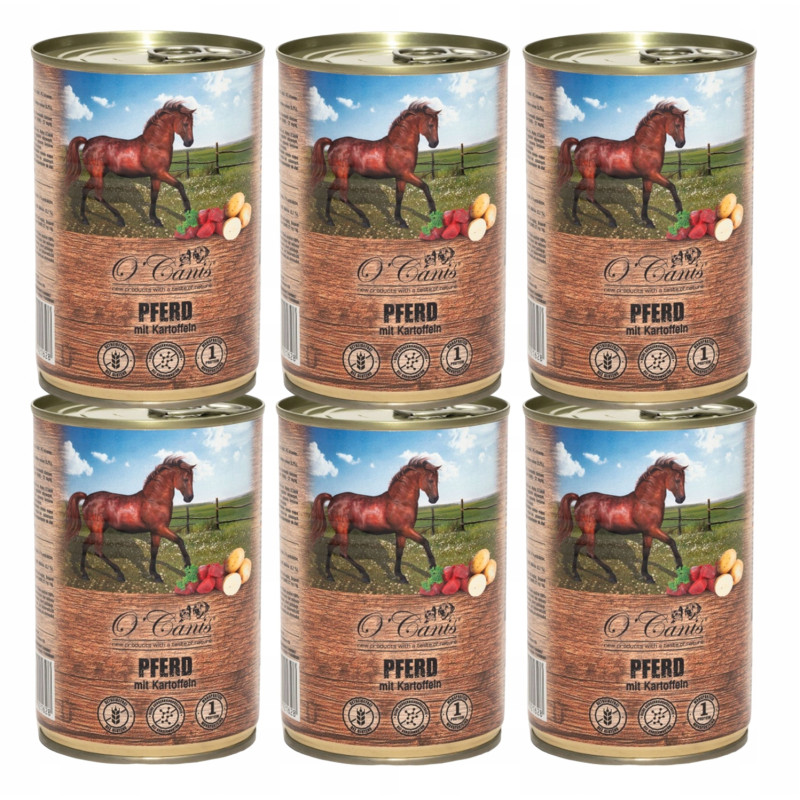 6 x O'Canis, pies, konina z ziemniakami, puszka 400g