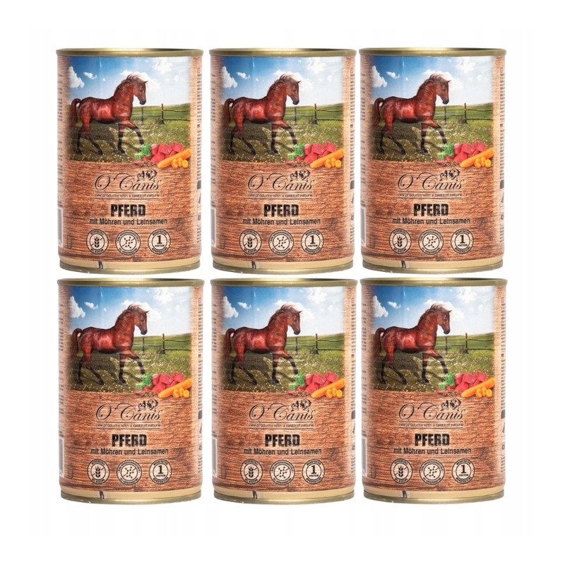 6 x O'canis, konina z warzywami i siemieniem lnianym, 400g