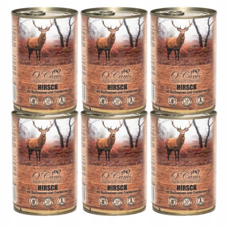 6 x O'Canis, pies, jeleń z kaszą gryczaną, puszka 400 g