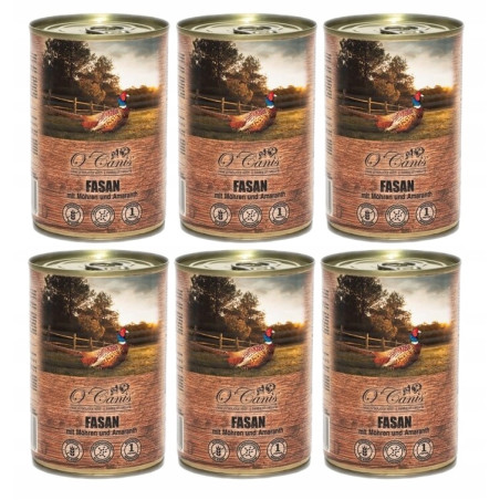 6 x O'Canis, pies, bażant z marchewką, puszka 400 g mokra karma dla psa