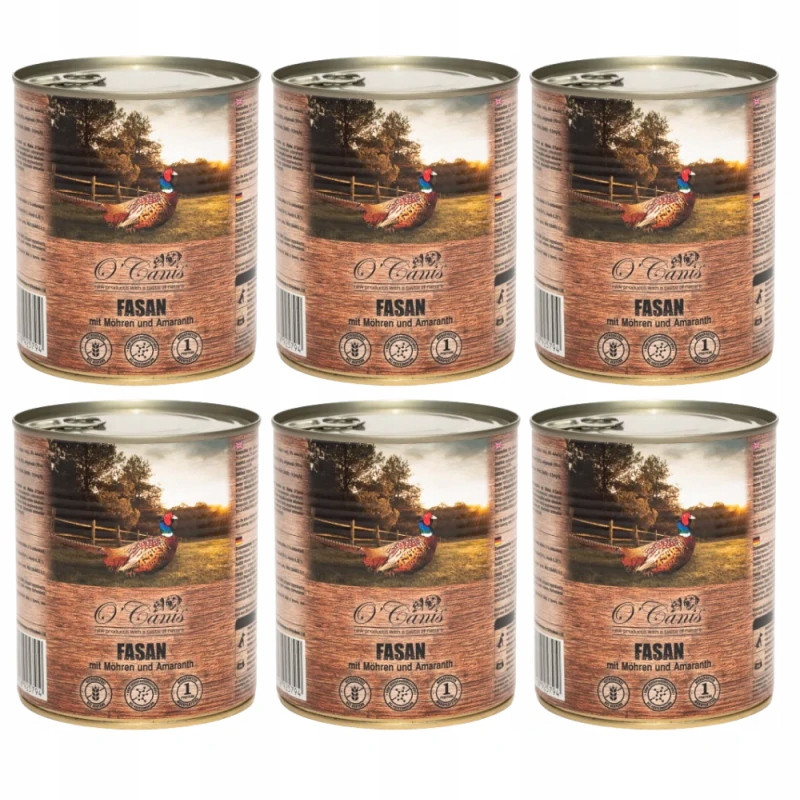 6 x O'Canis, pies, bażant z marchewką, puszka 800 g