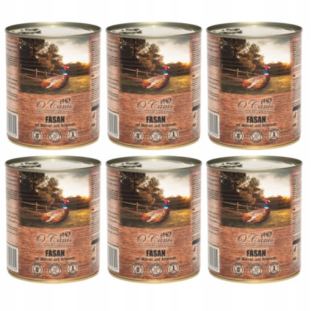 6 x O'Canis, pies, bażant z marchewką, puszka 800 g