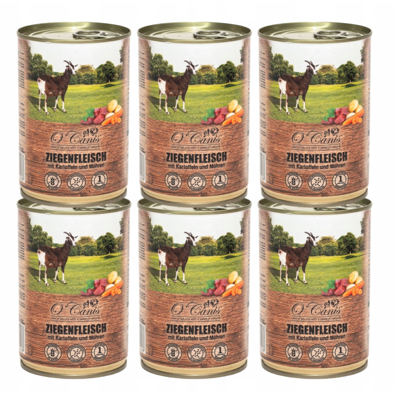 6 x O'Canis, pies, koza z ziemniakami, puszka 400 g