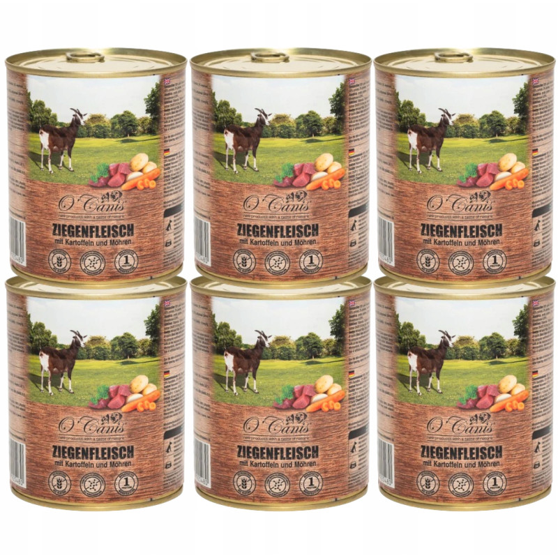 6 x O'Canis, pies, koza z ziemniakami, puszka 800 g