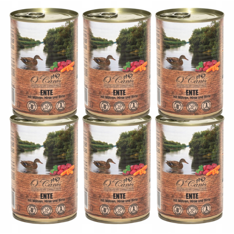 6 x O'Canis, pies, kaczka z marchewką, puszka 400 g
