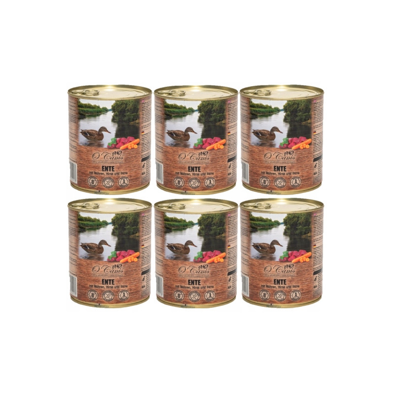 6 x O'Canis, pies, kaczka z marchewką, puszka 800 g