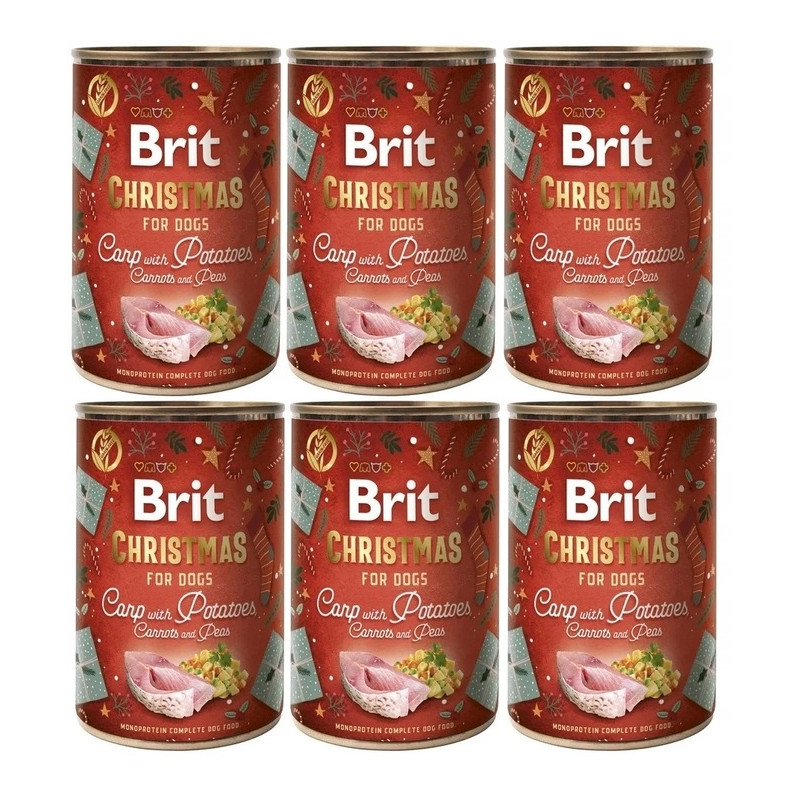 6 x Brit mono protein, Christmas Dinner Karp, 400 g